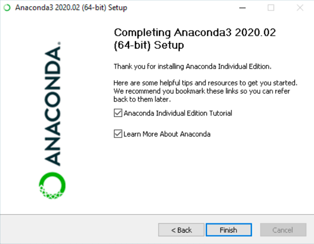 Installation successful anaconda on windows