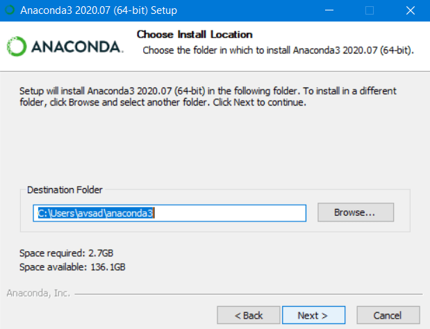 Installation process of Anaconda