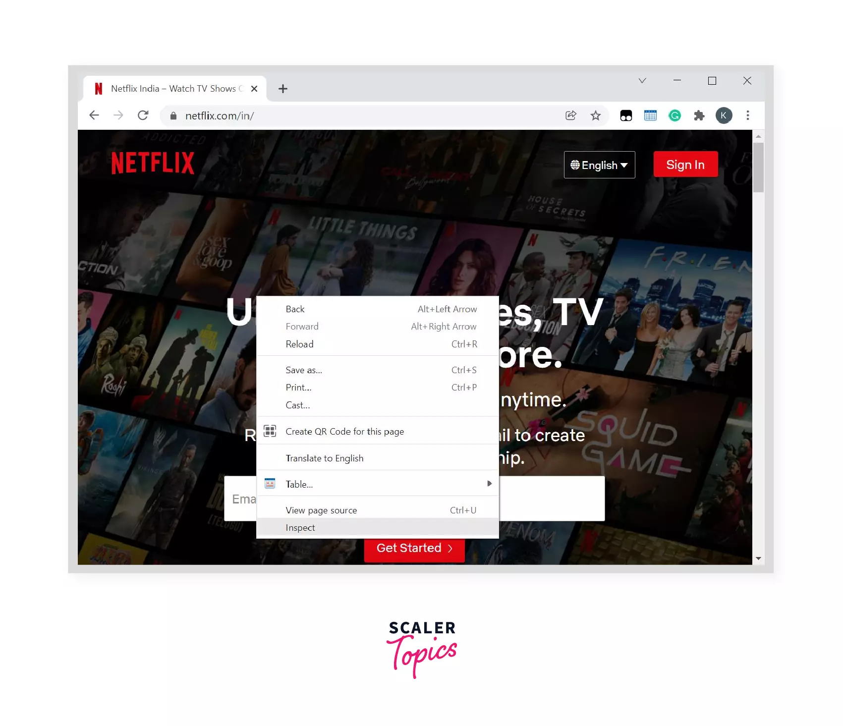 Netflix HTML code right click