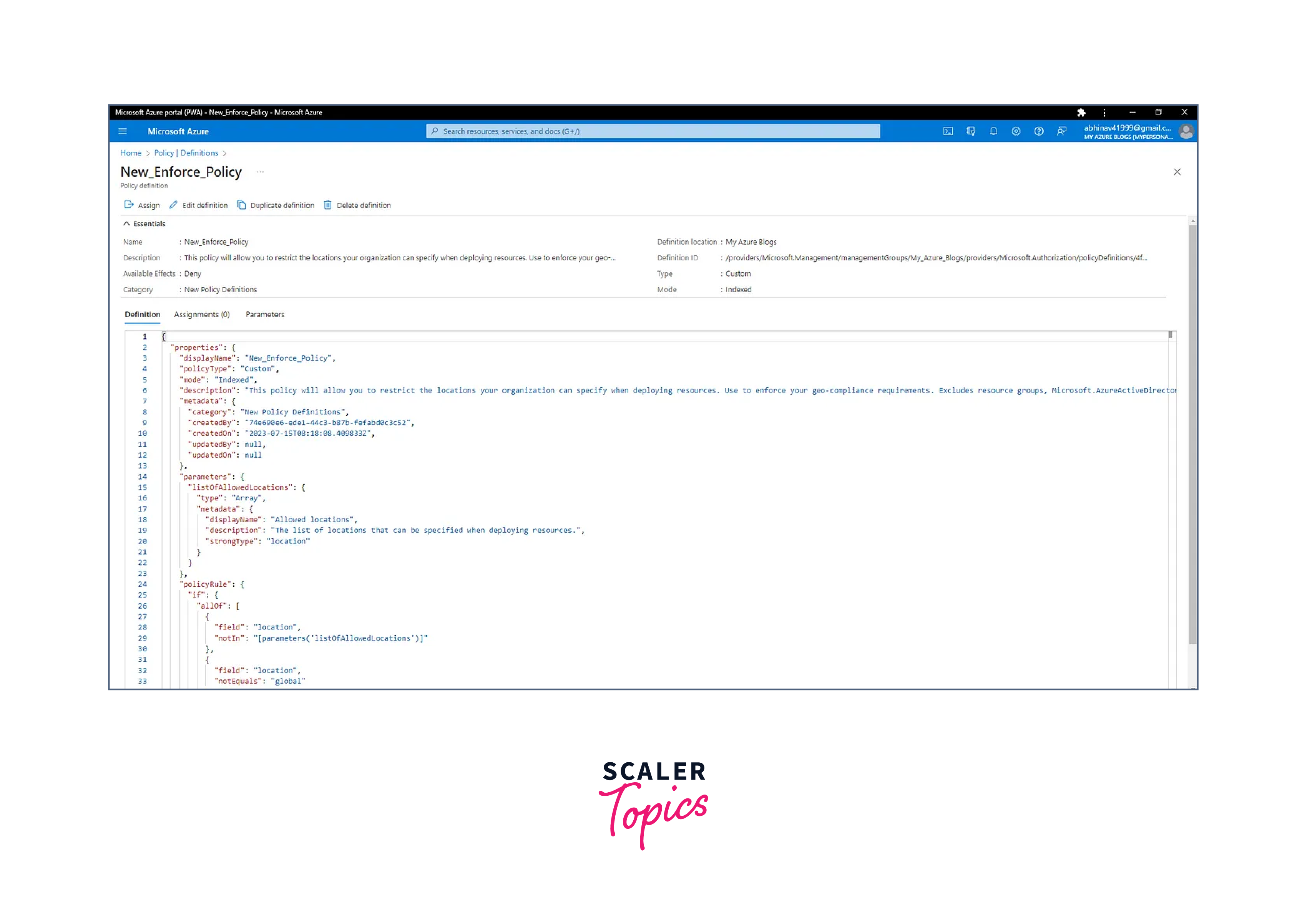 assignments in azure policy