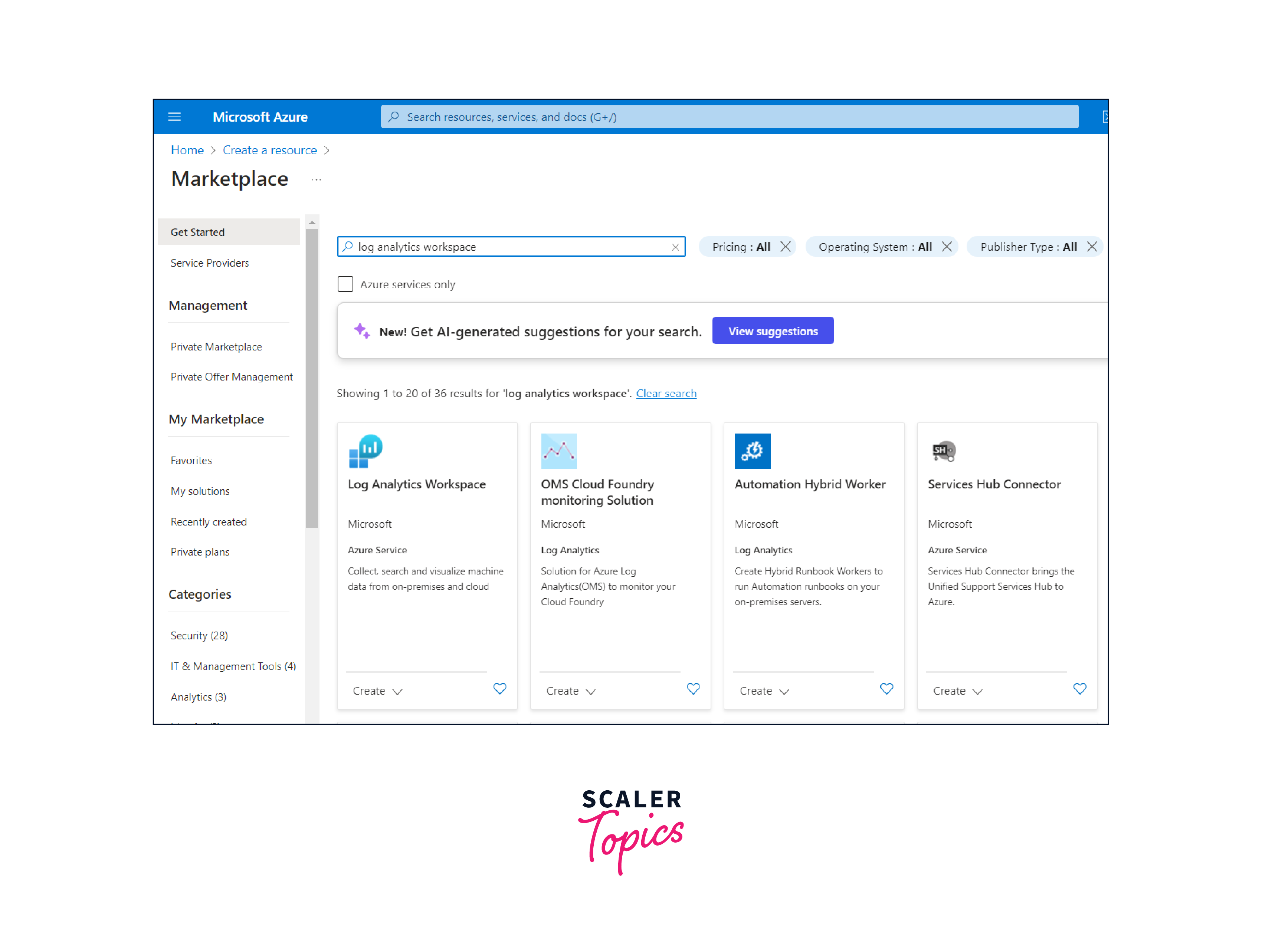 navigate to log analytics workspaces