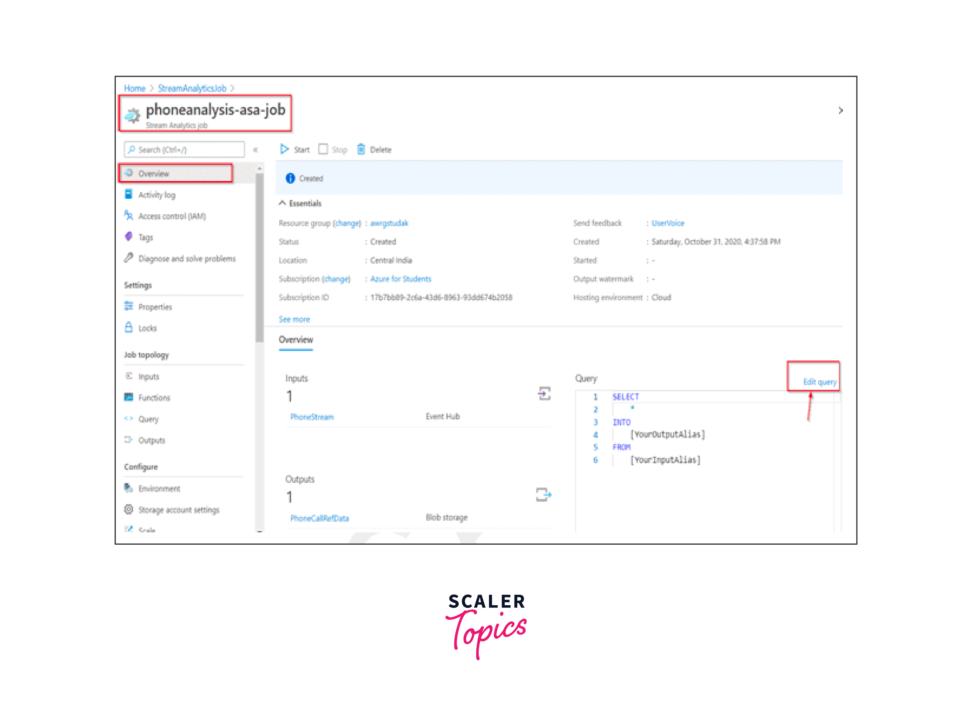 steps to create a stream analytics job with azure portal