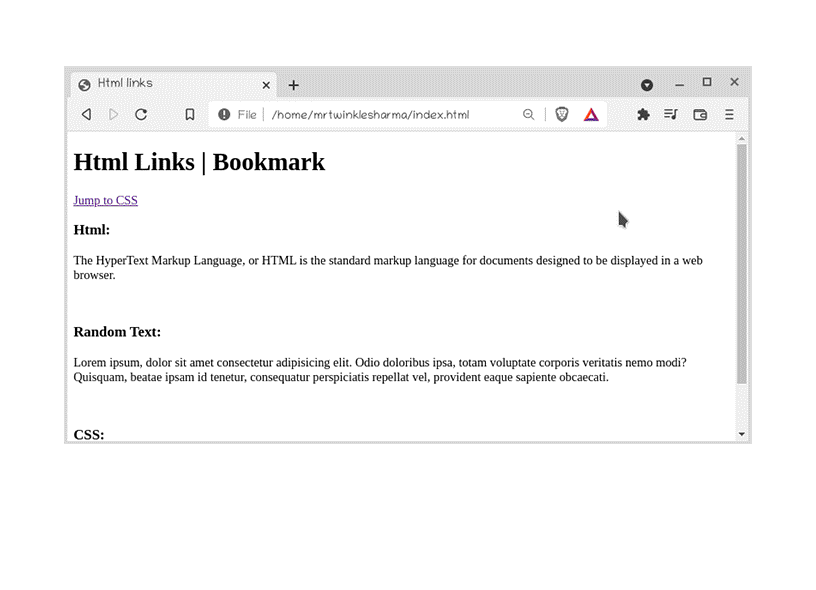 Bookmark-link-in-html