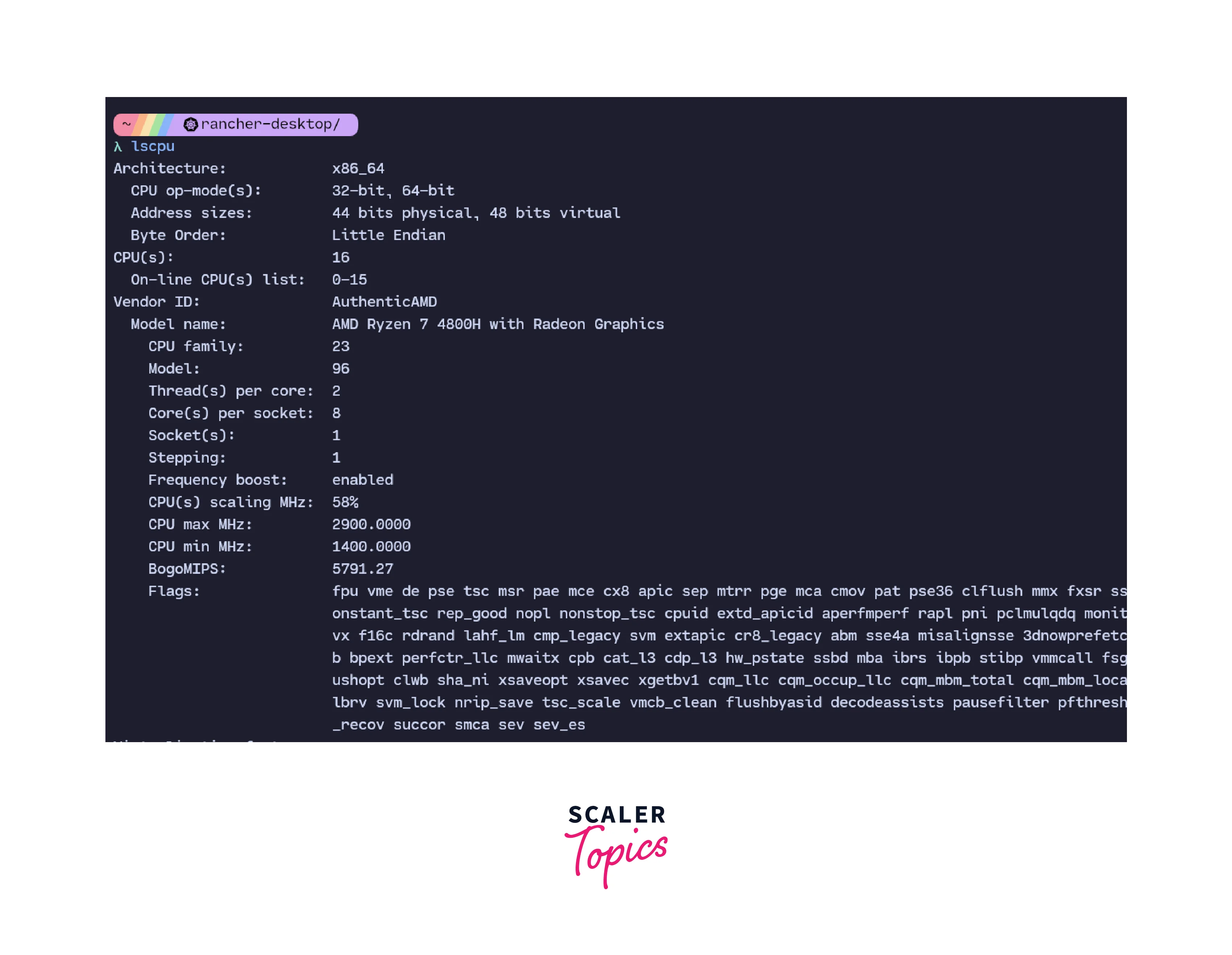 checking system architecture with lscpu