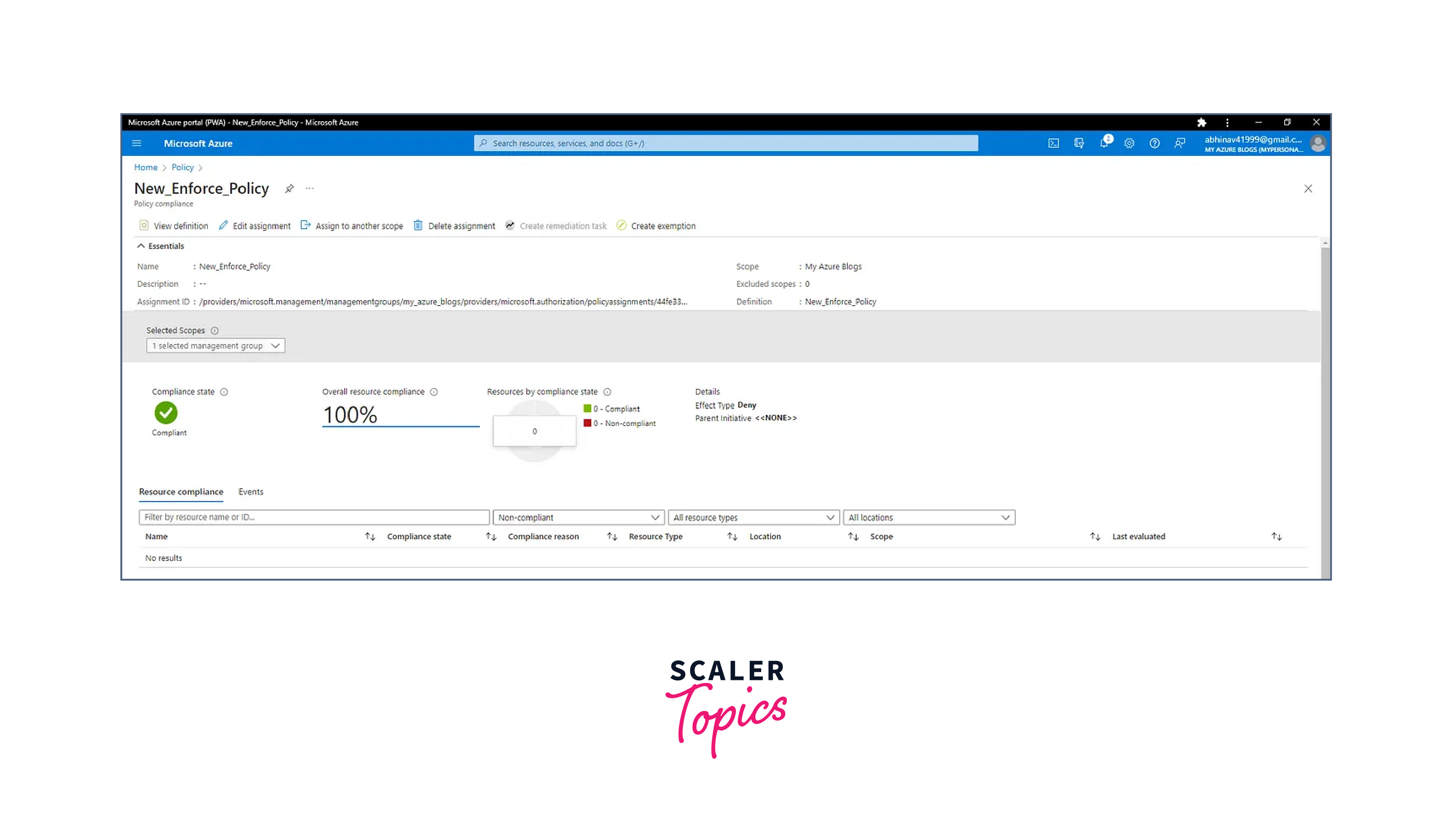 compliance tab azure policy