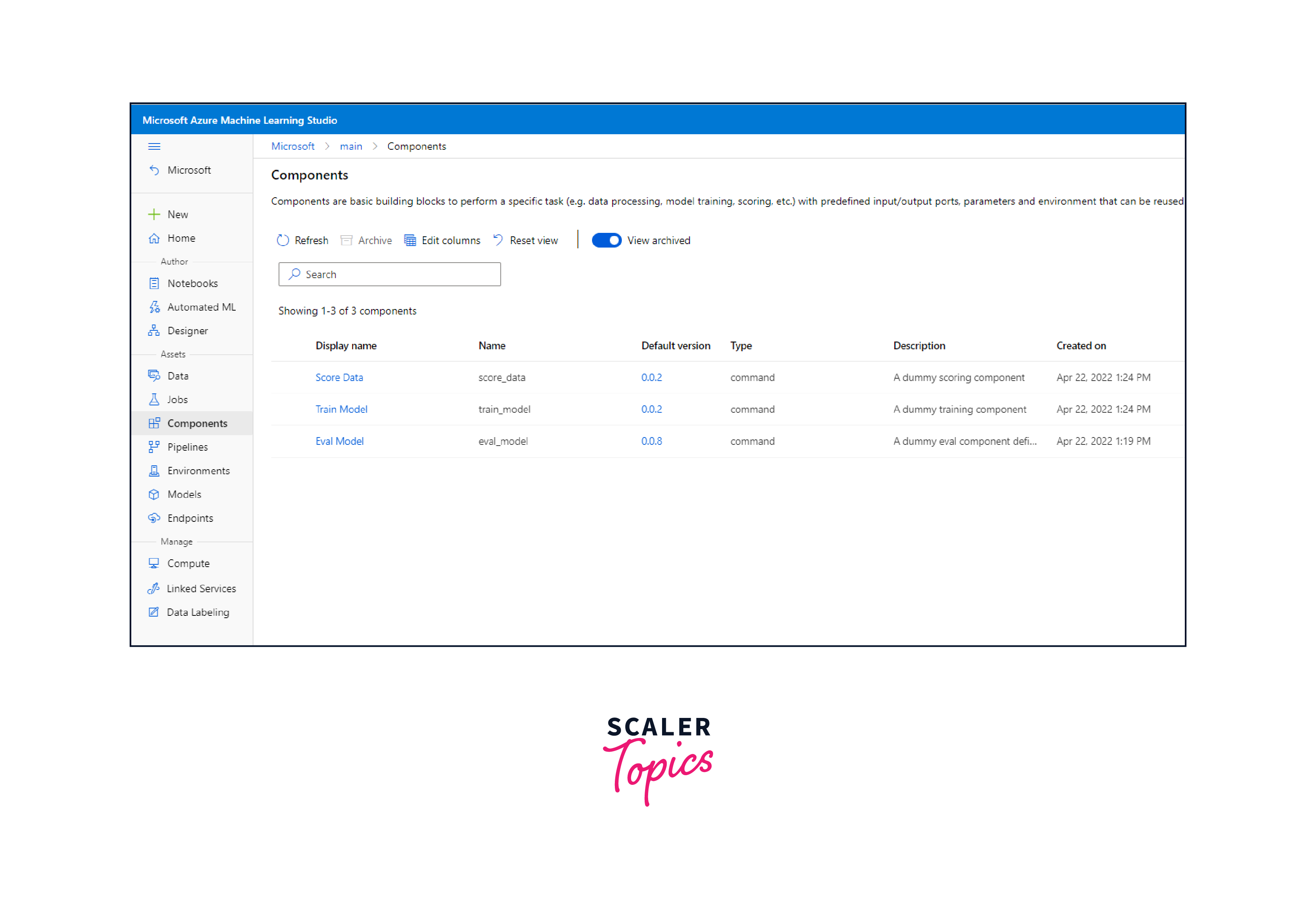 component in workspace