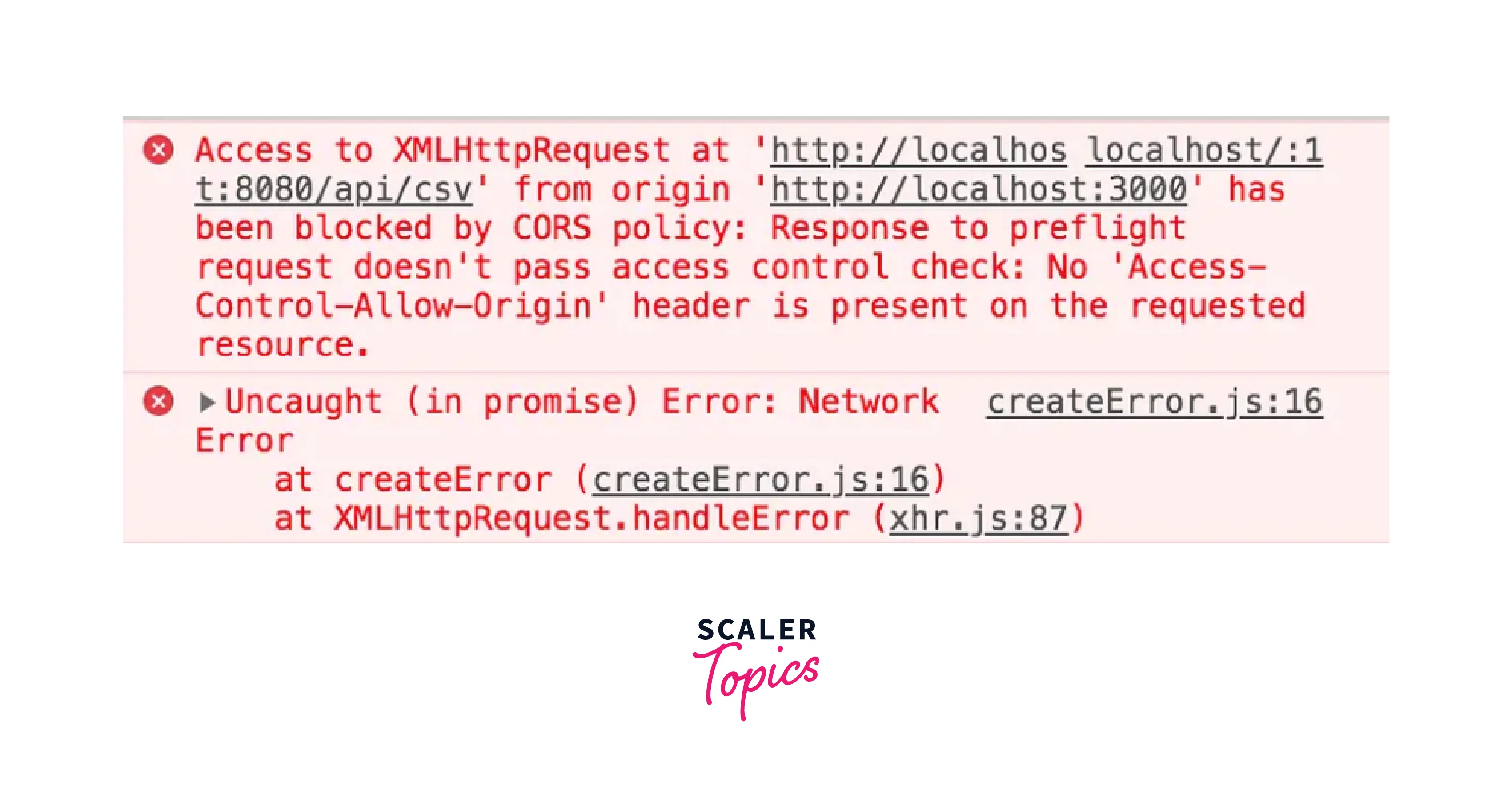 Error while making the request - Network Error the API did not return a  response.