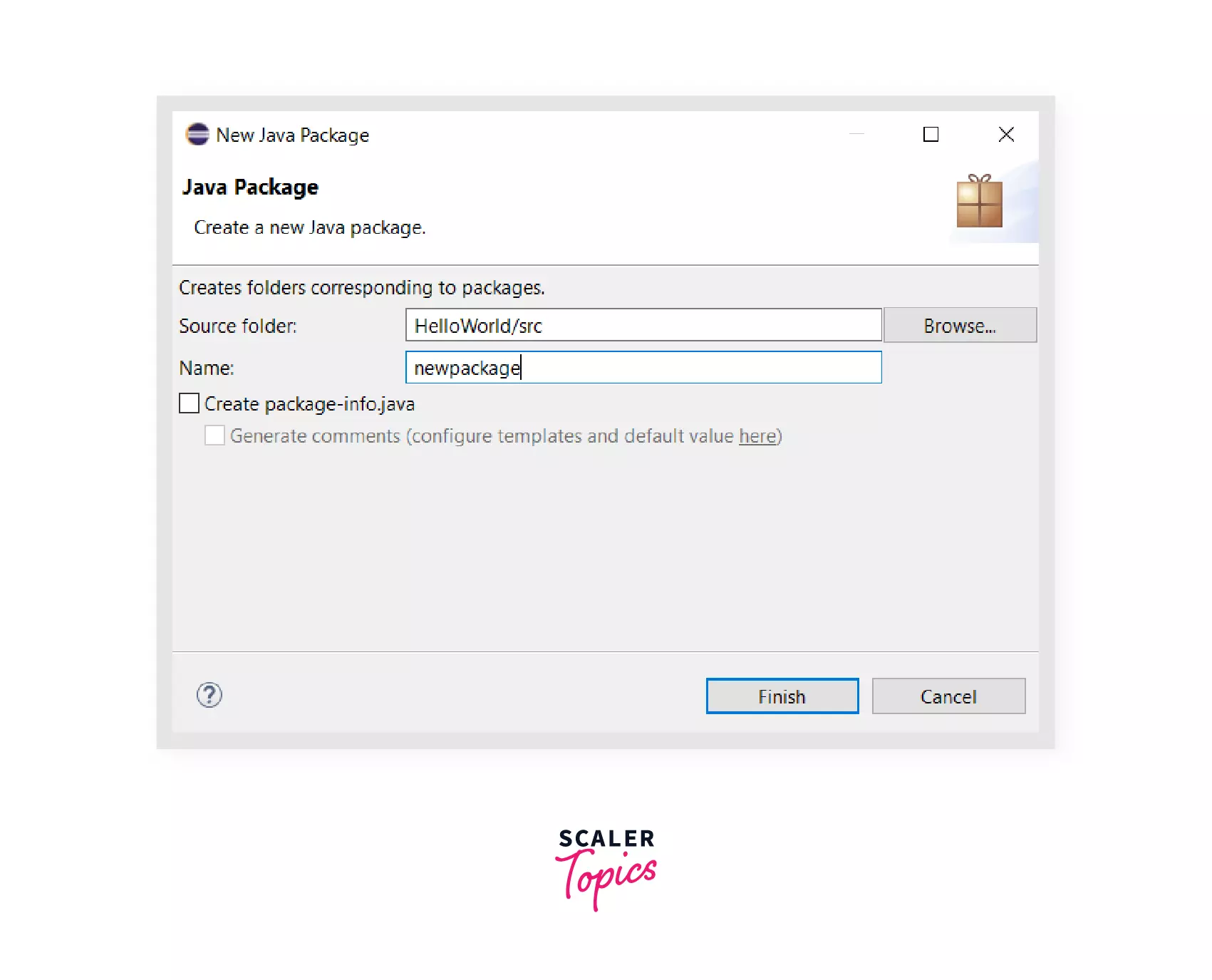 Create a package in src folder as follows