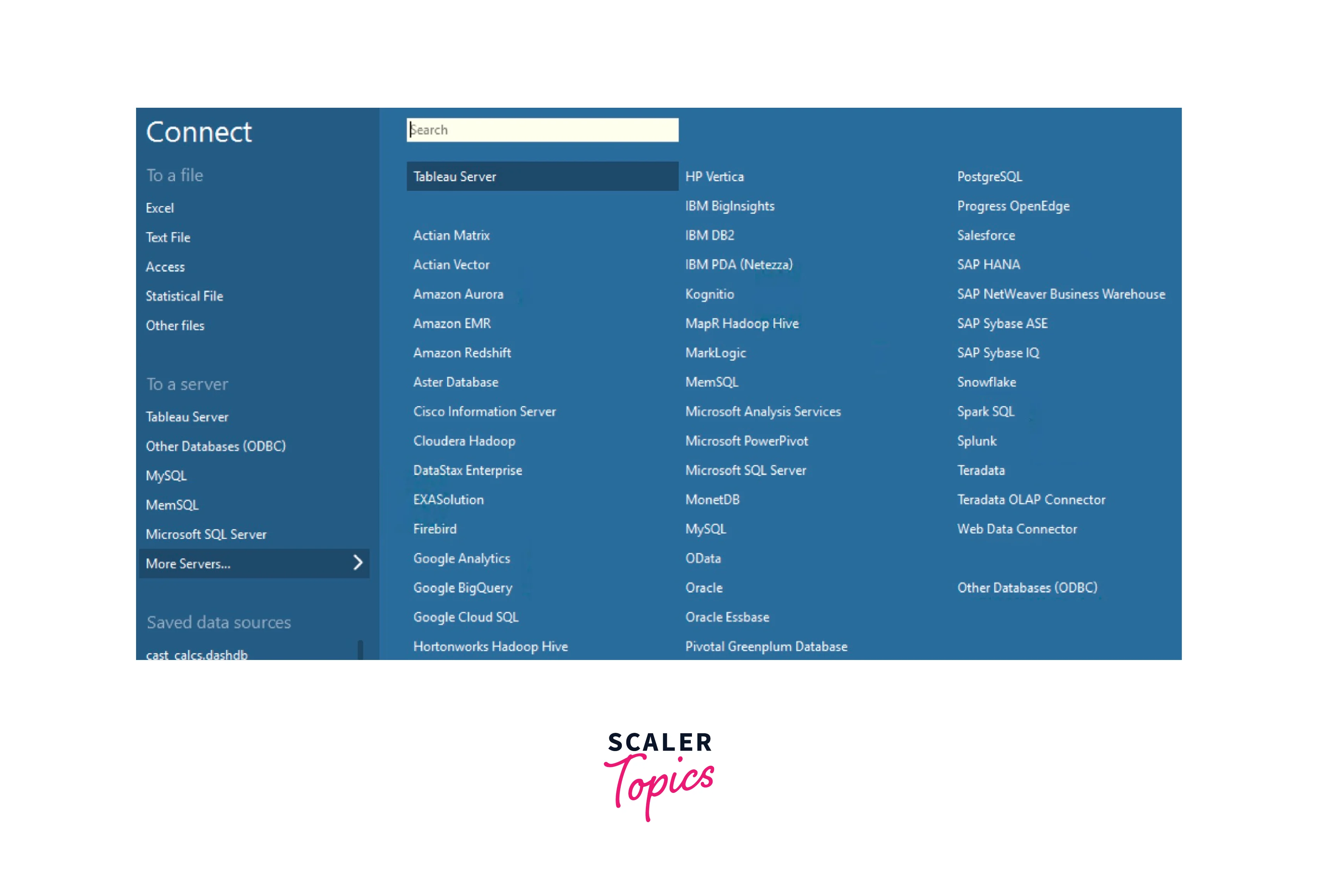 data source connectors used in tableau