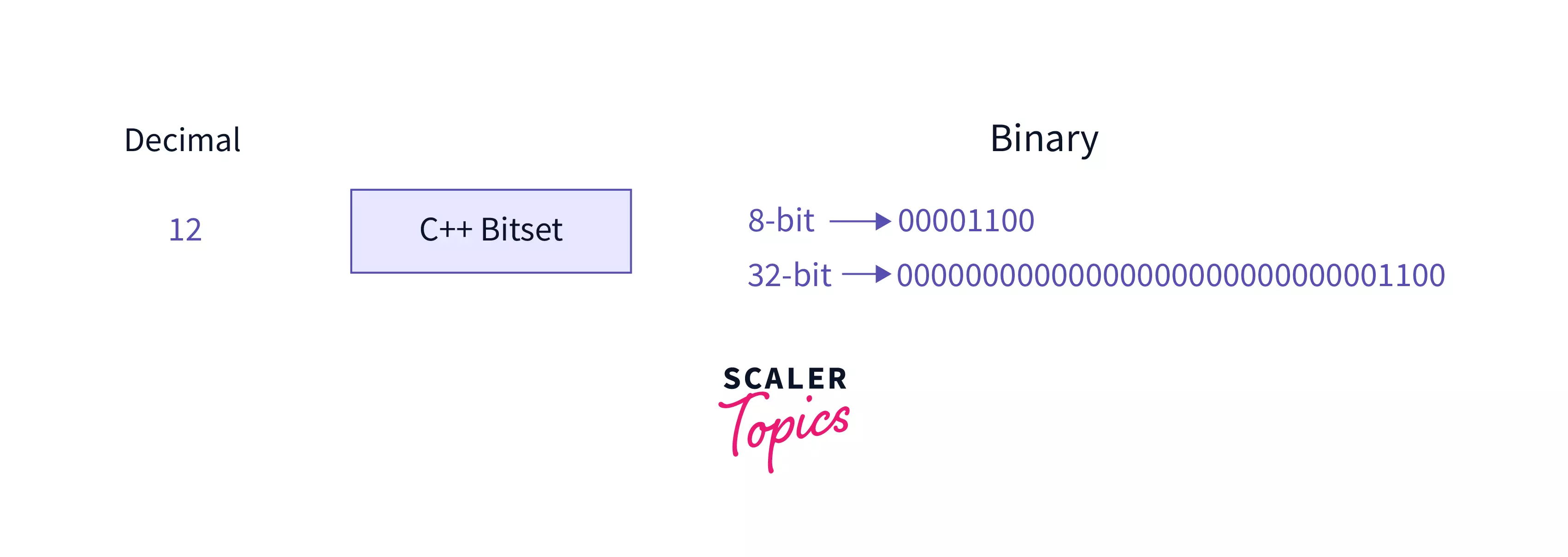 decimal to binary Using Bitset class