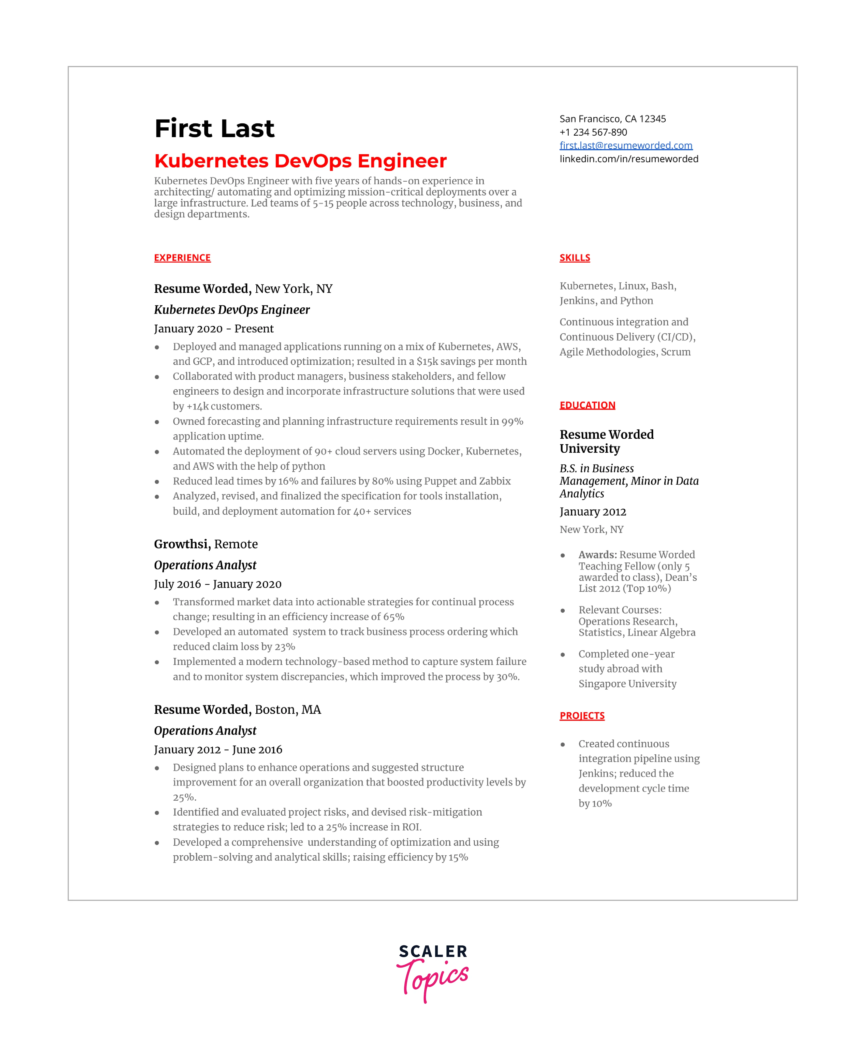 DevOps Resume Samples