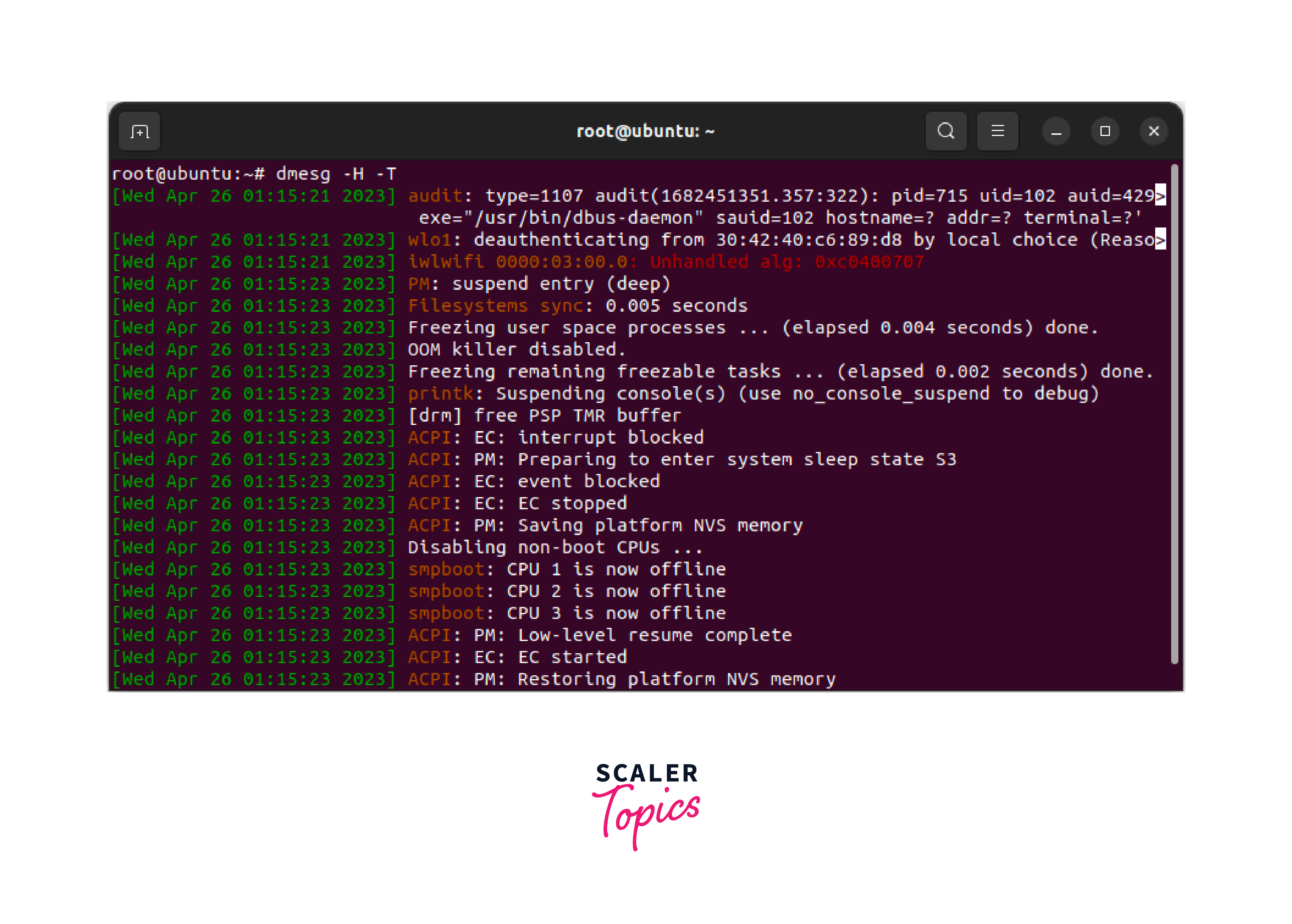 Display dmesg Output with Timestamps in Local Time Zone