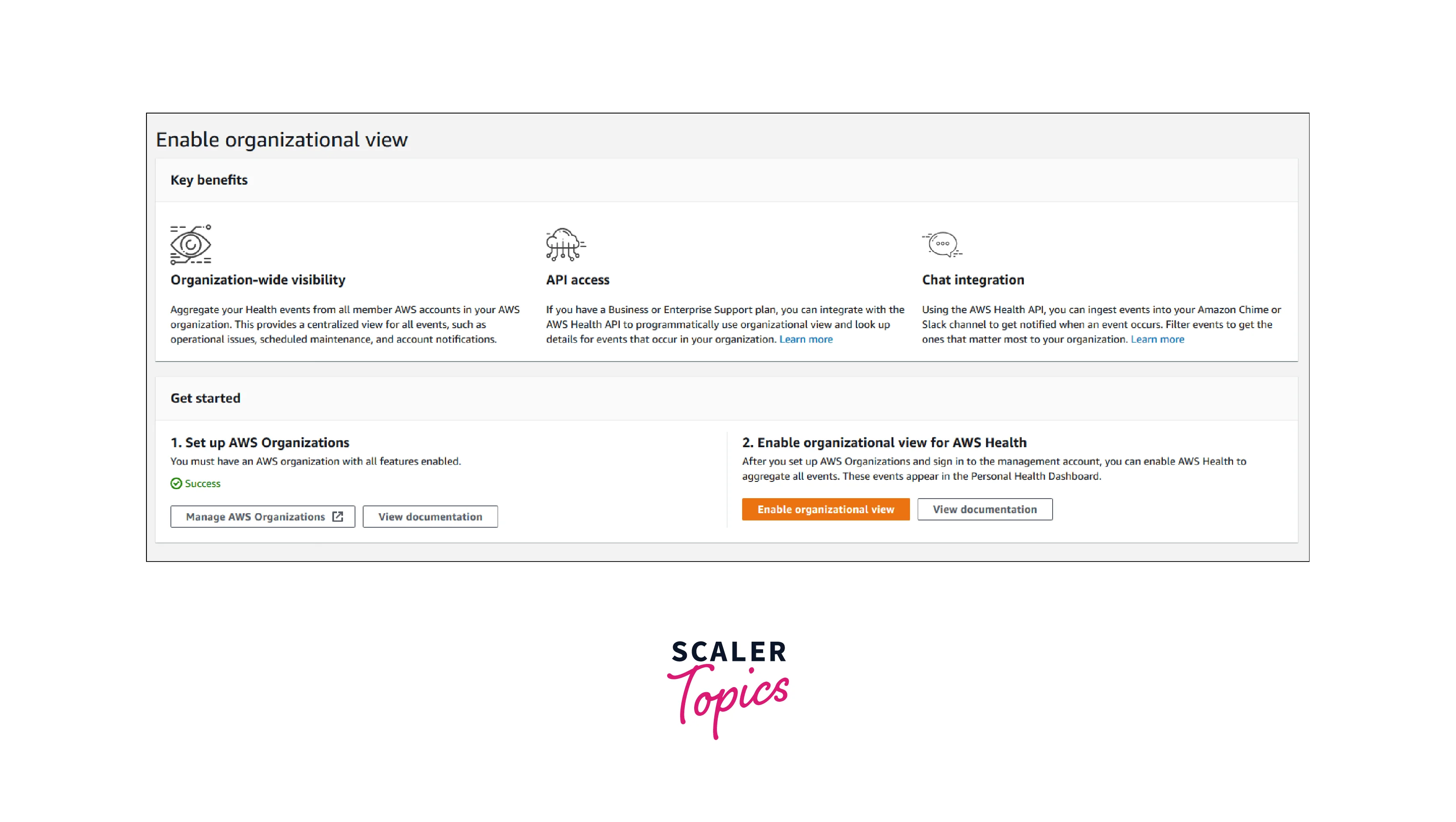 enable organizational view dashboard