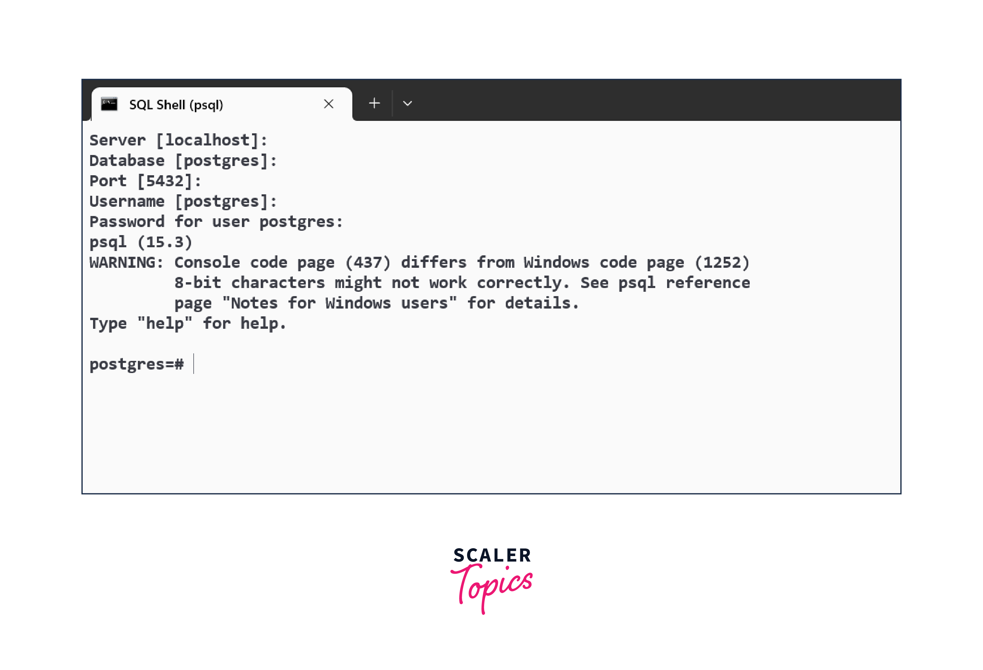 entering all the details to open psql in windows