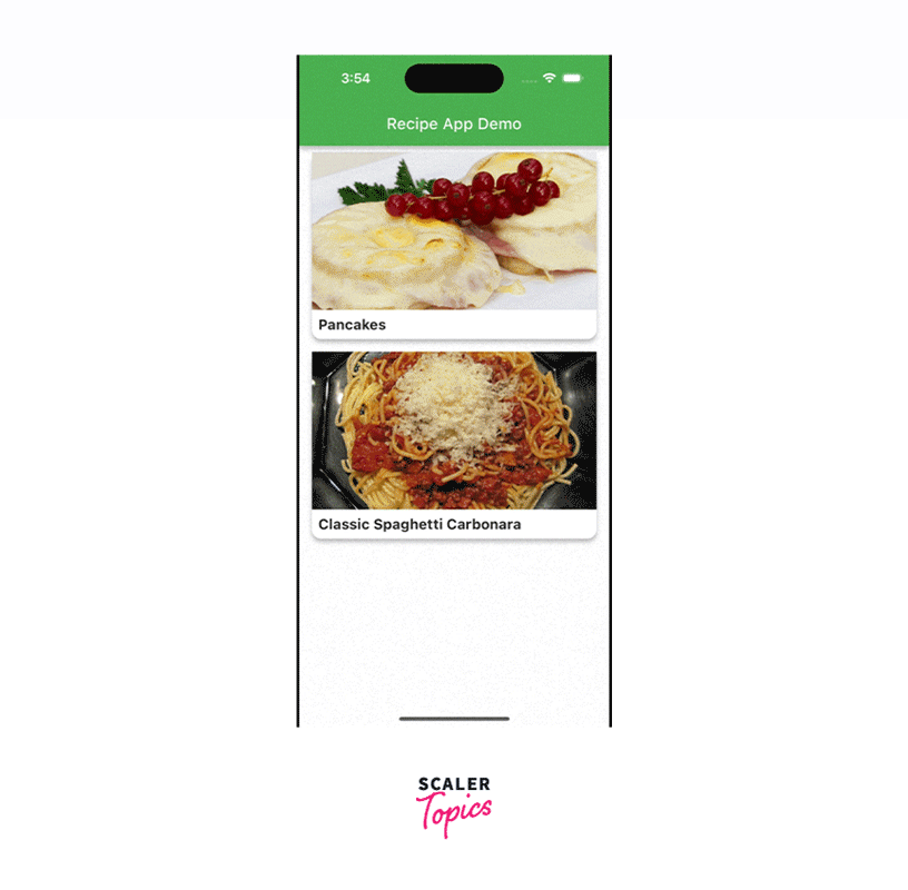 final output of recipe application using flutter