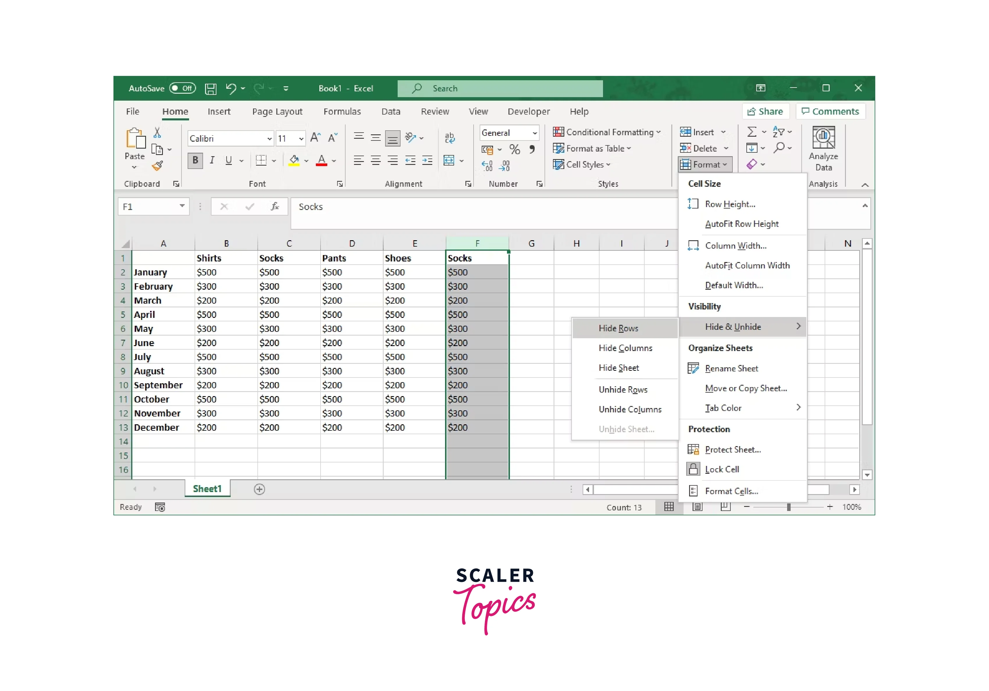 How to Hide or Unhide Columns and Rows in Excel Scaler Topics