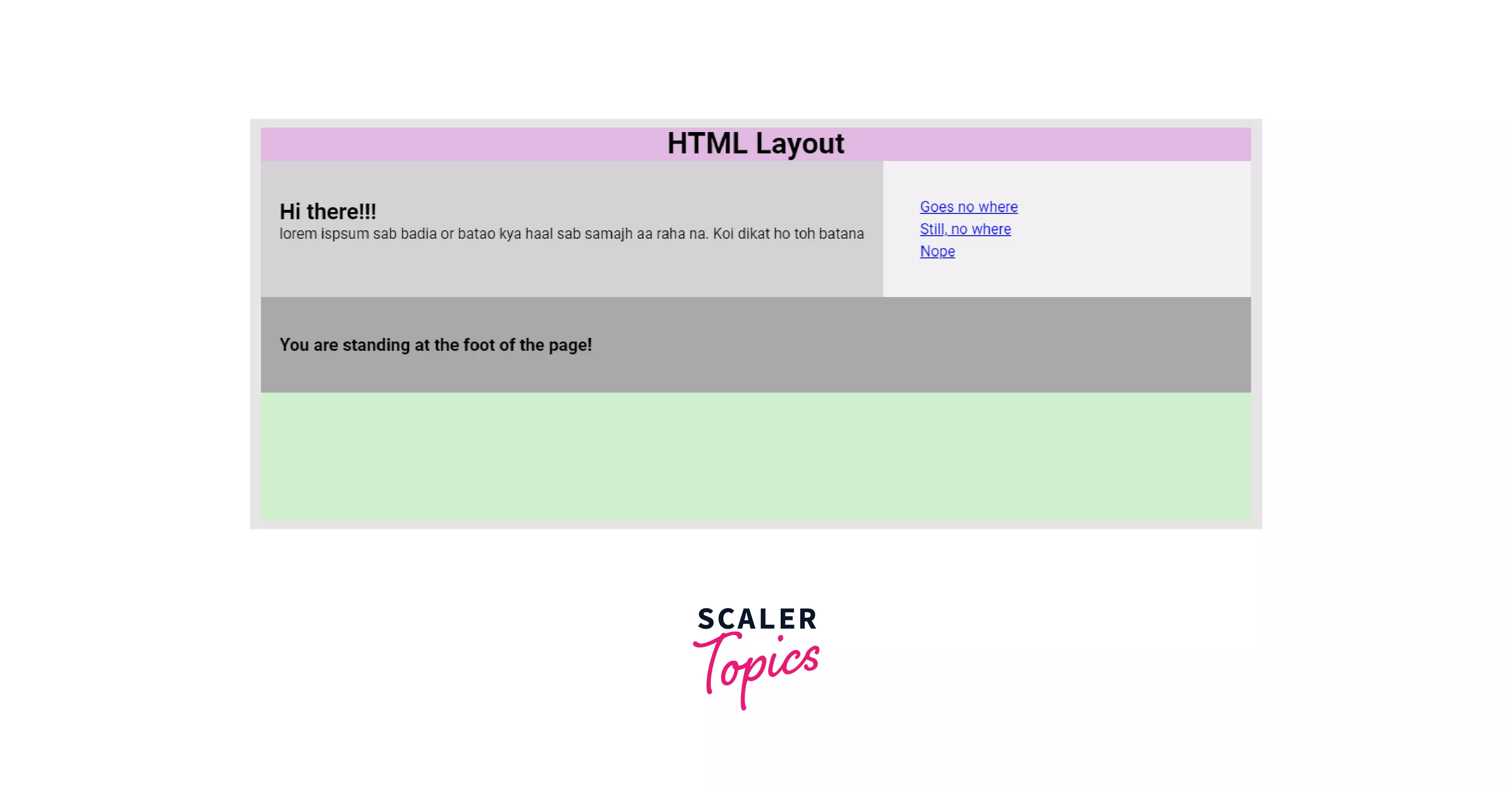 HTML layout example