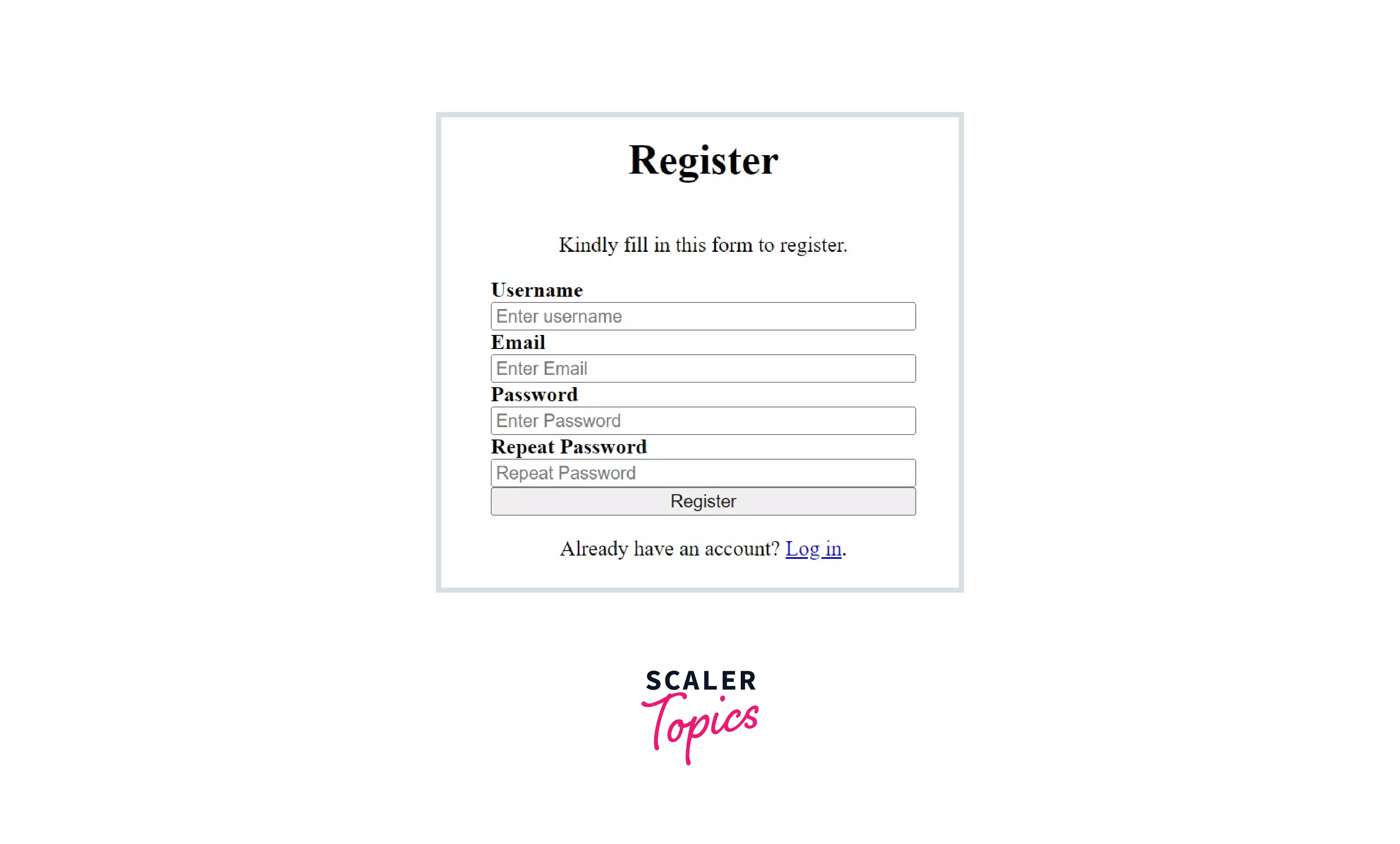 HTML Registration page