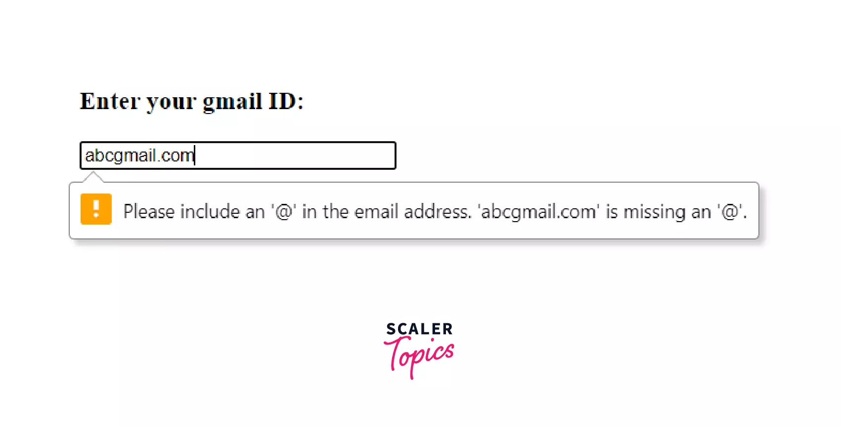Input Type Email Error