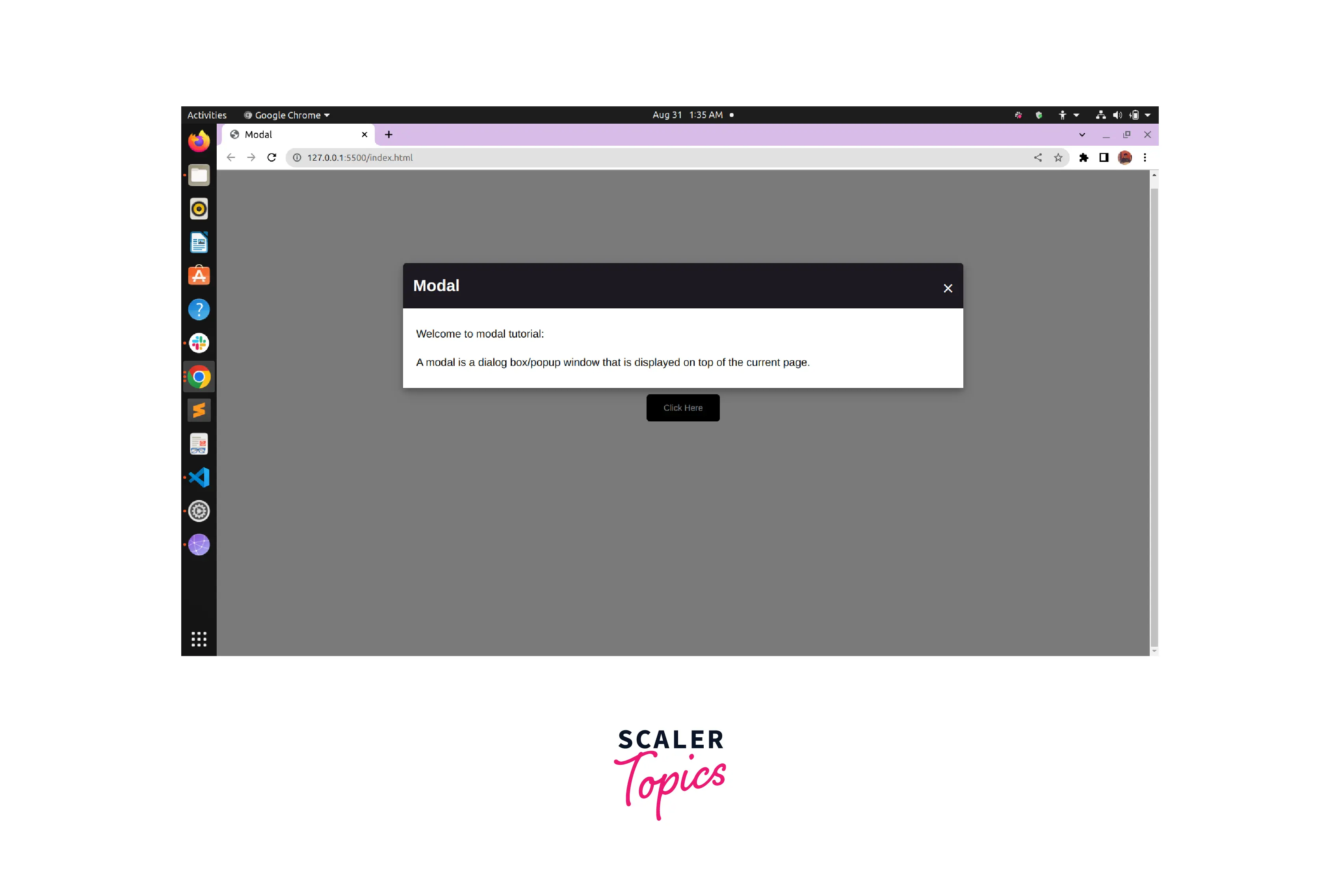 Build a modal popup box with JavaScript - JavaScript Projects | Scaler  Topics