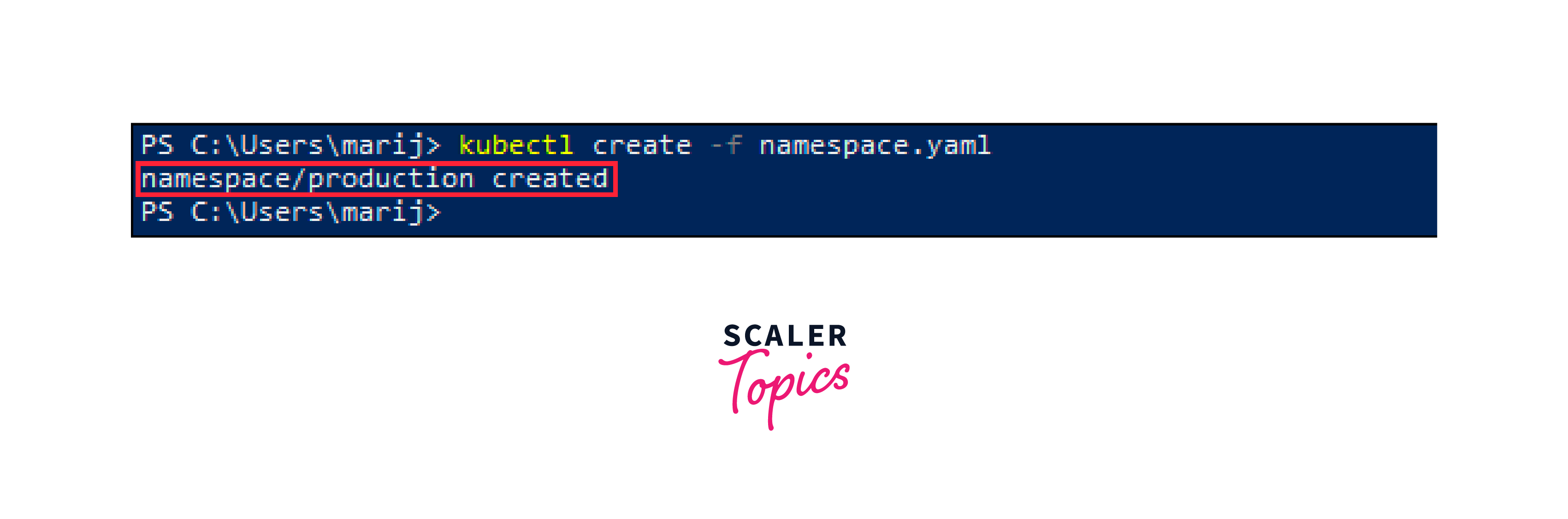 creating namespace with yaml