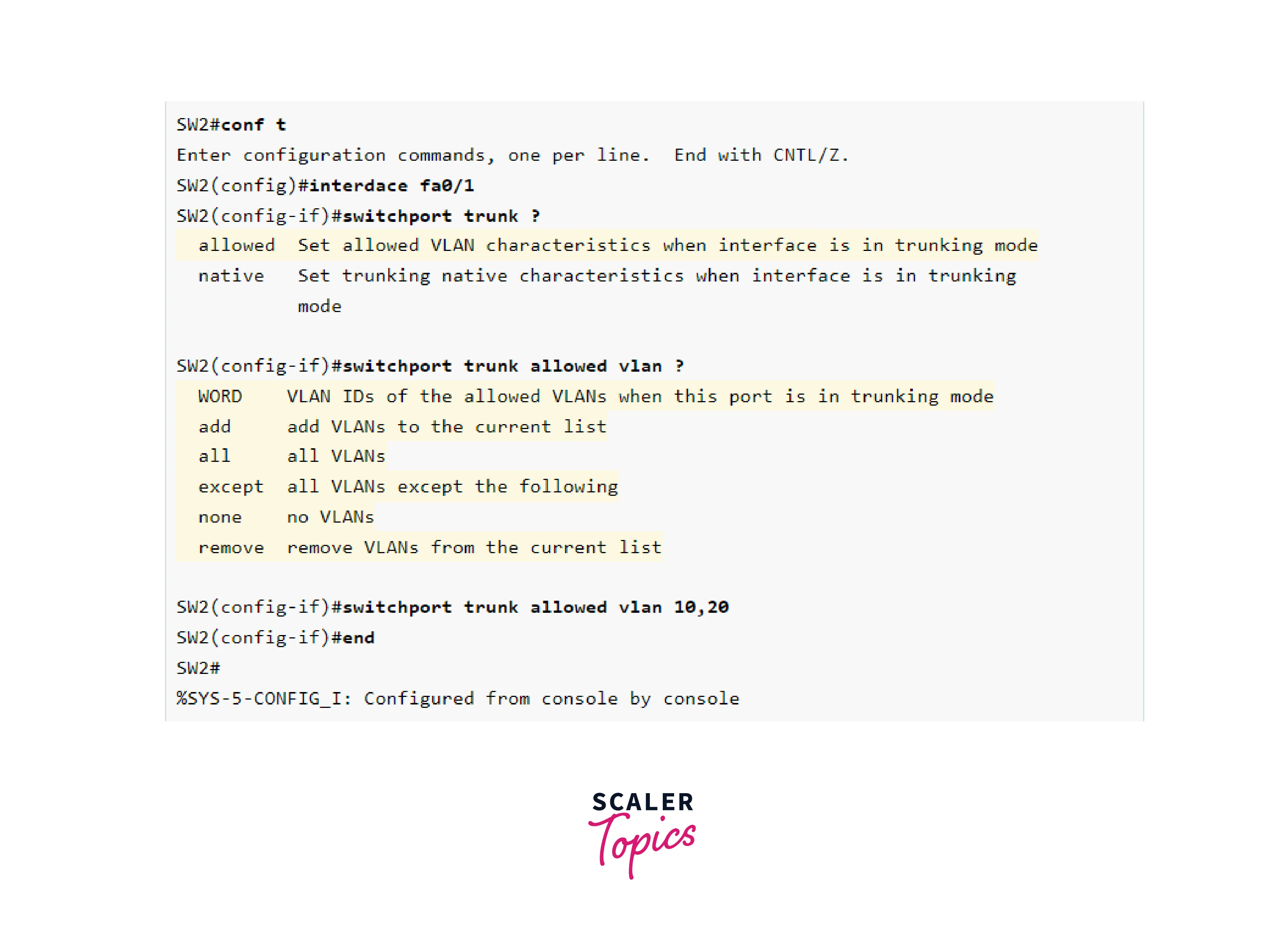 allowed vlans on a trunk port