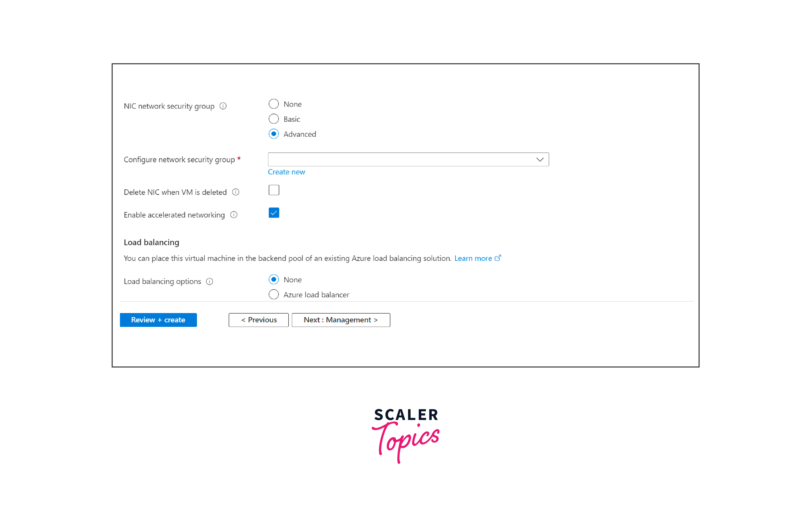 Network Security Group configurations settings