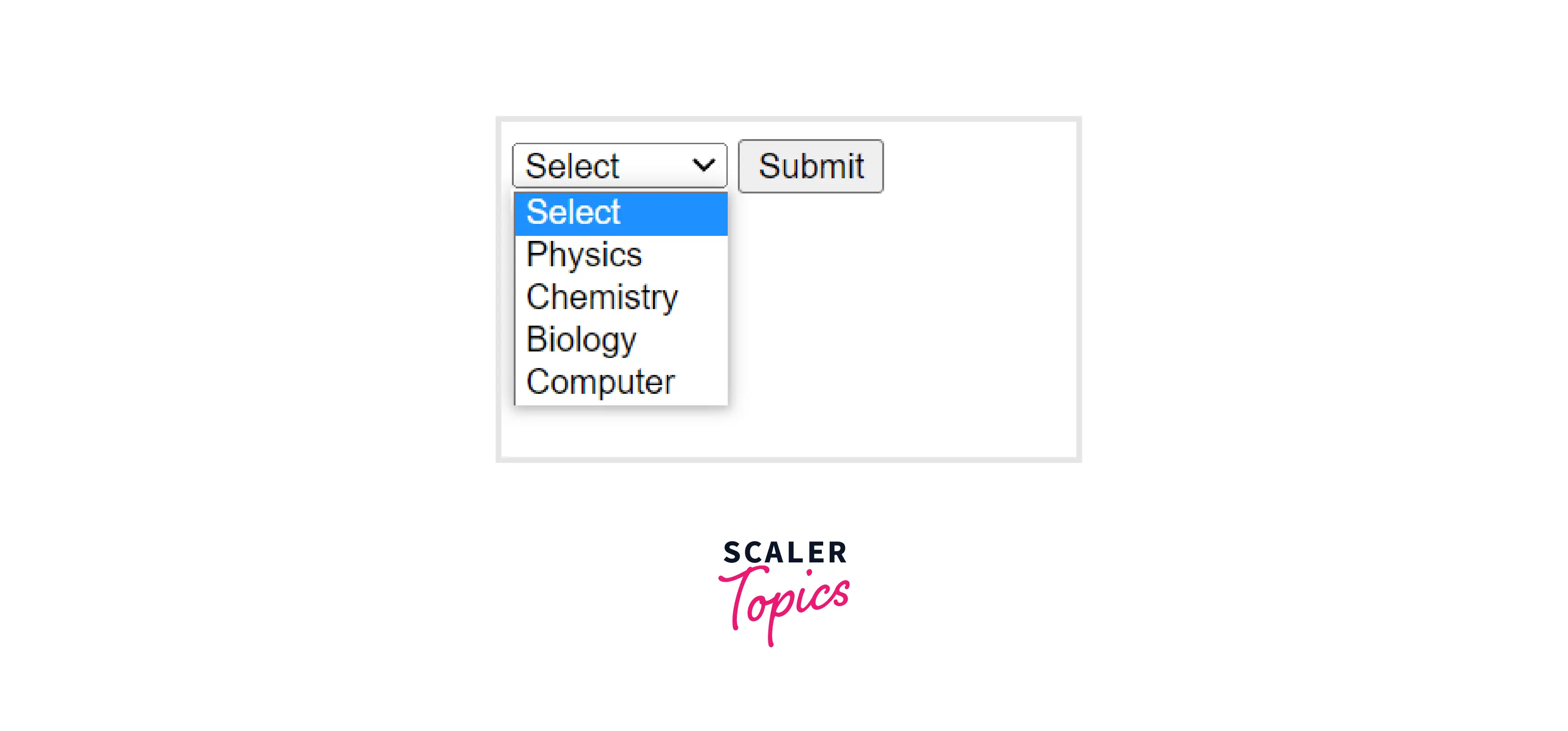 Output of example using select element 