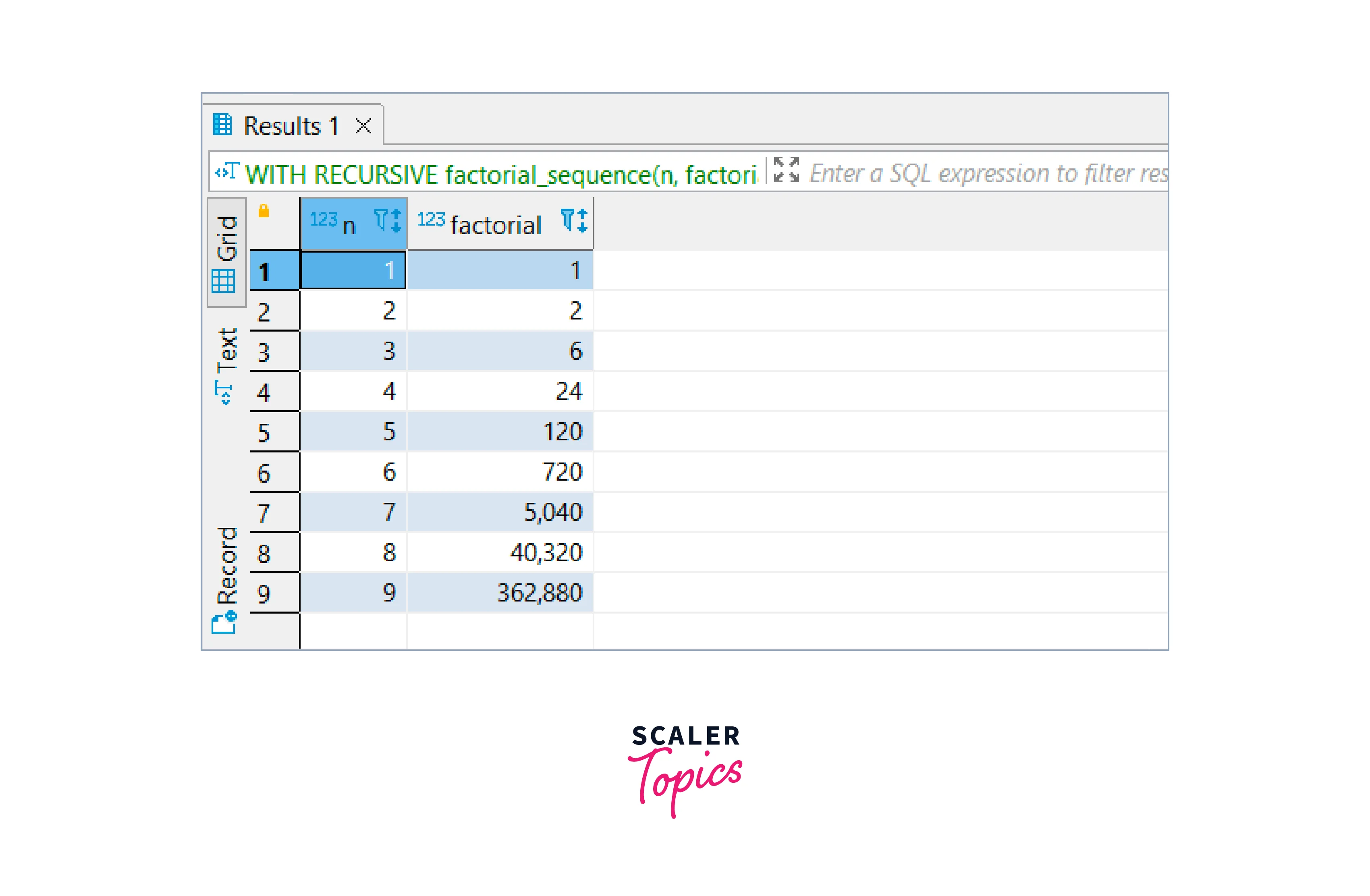 output recursive cte for hierarchical data