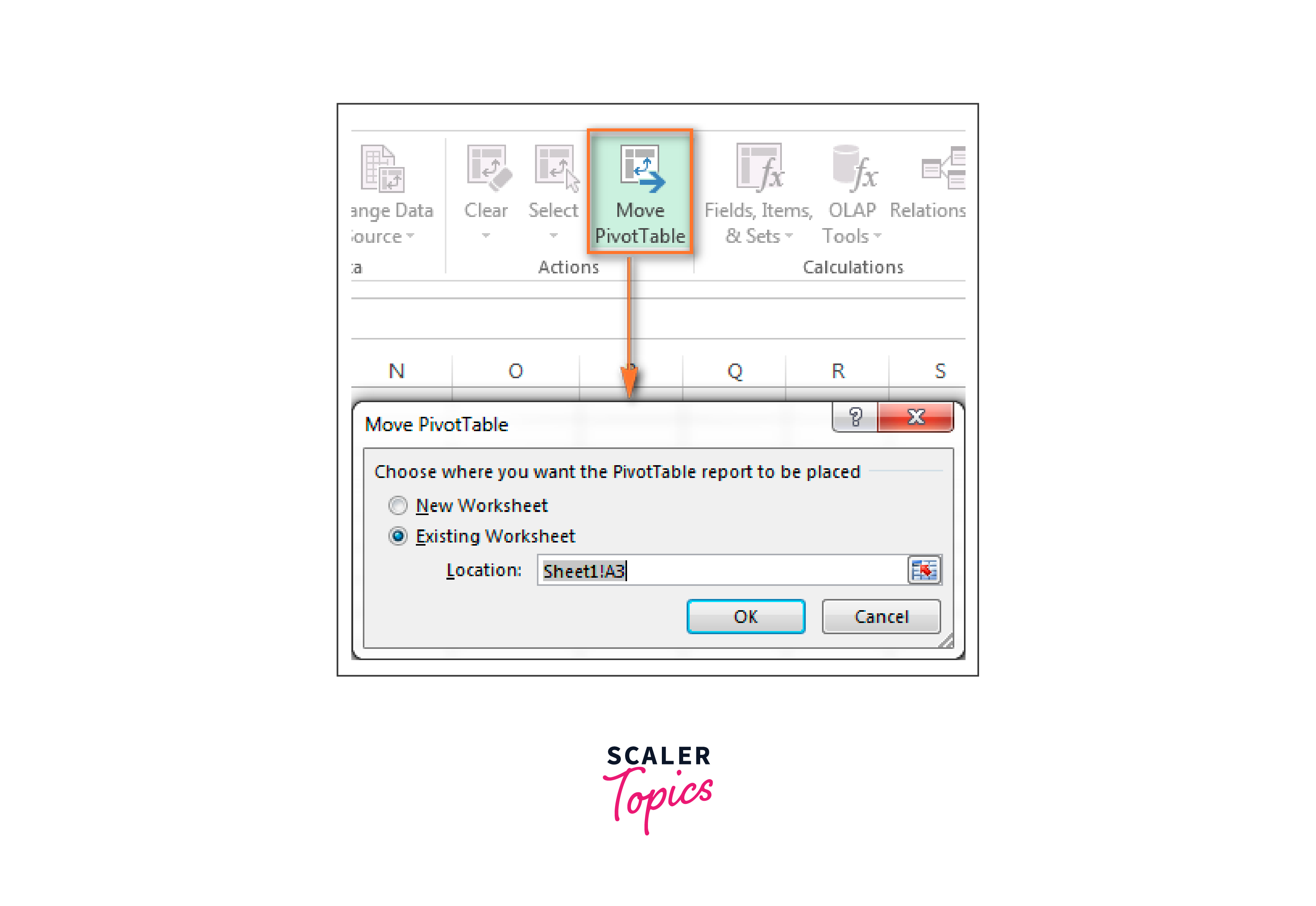 move the pivot table to a new location