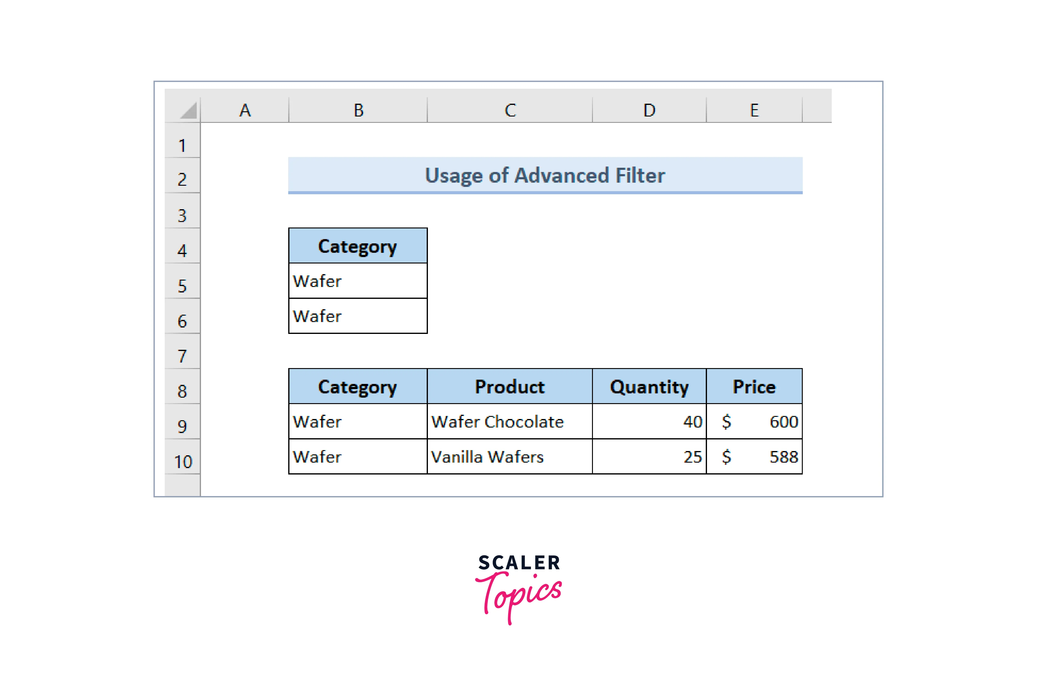 result will be shown in the destination worksheet