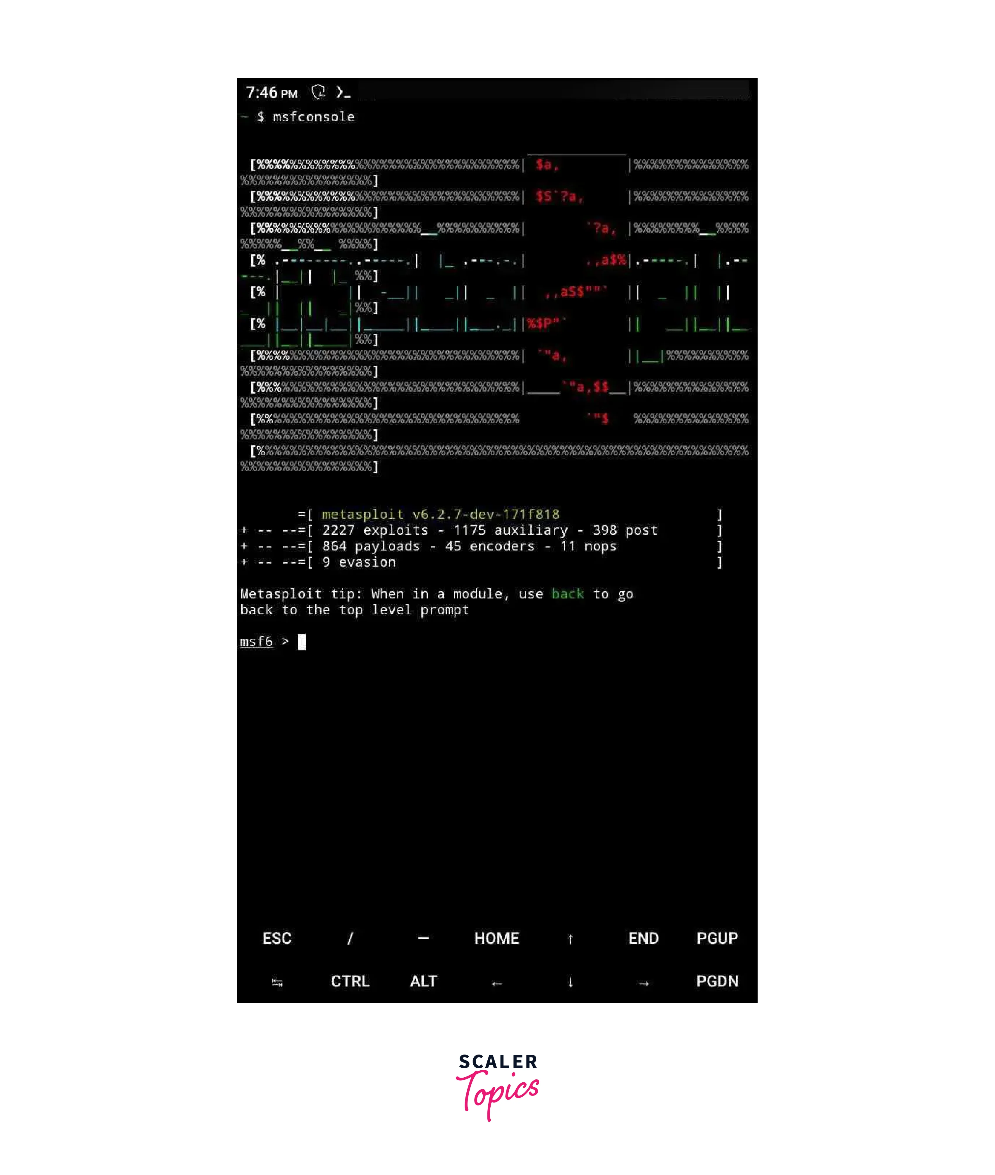 Running the msfconsole command on Android