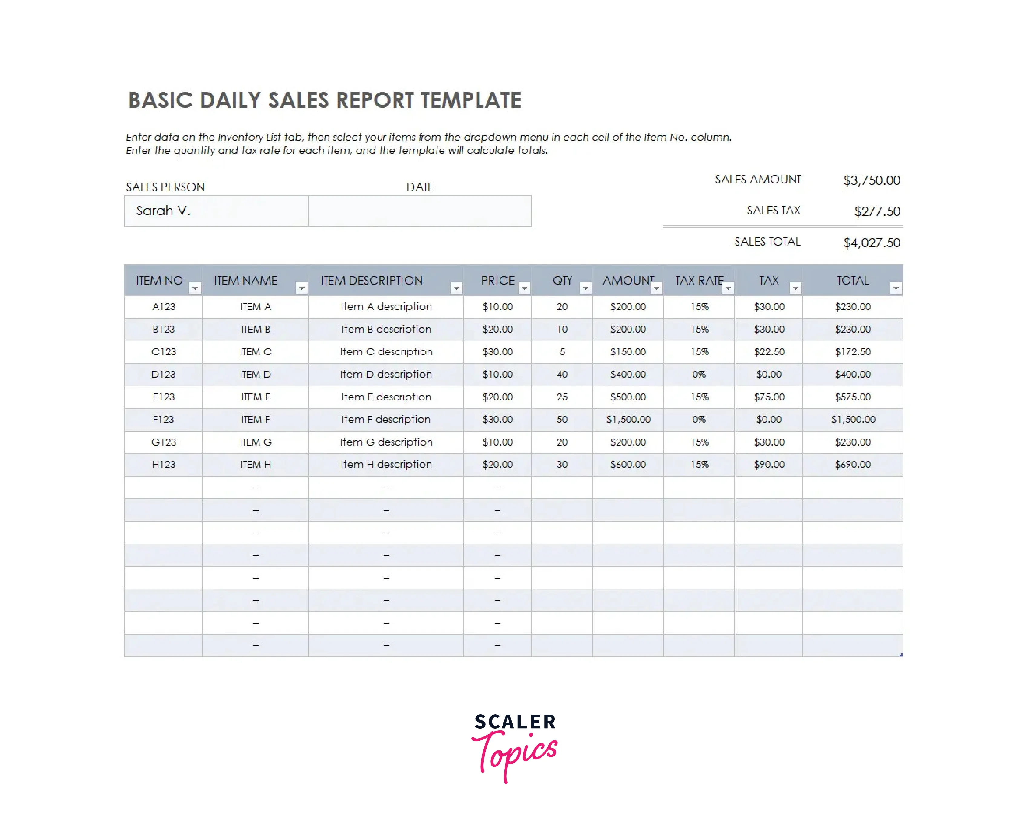 Sales Report Template