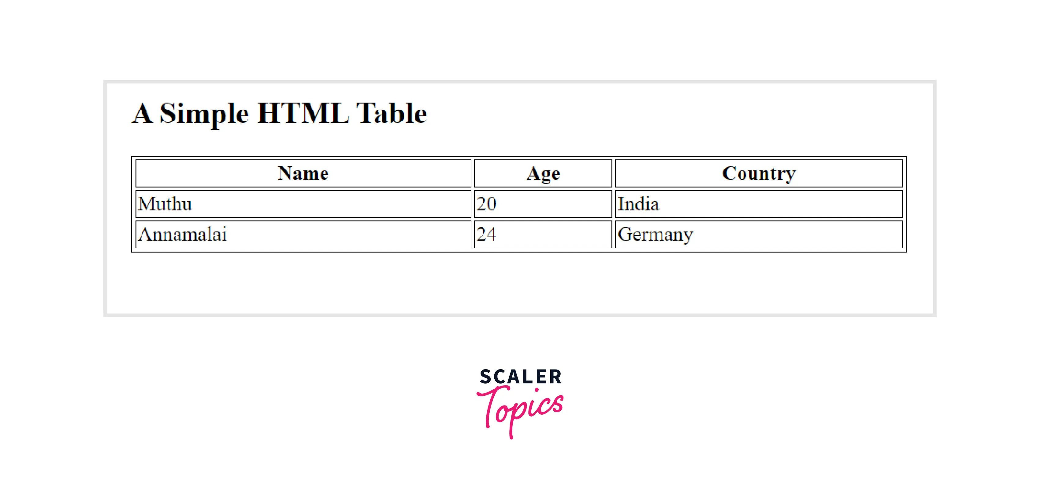 SIMPLE HTML TABLE