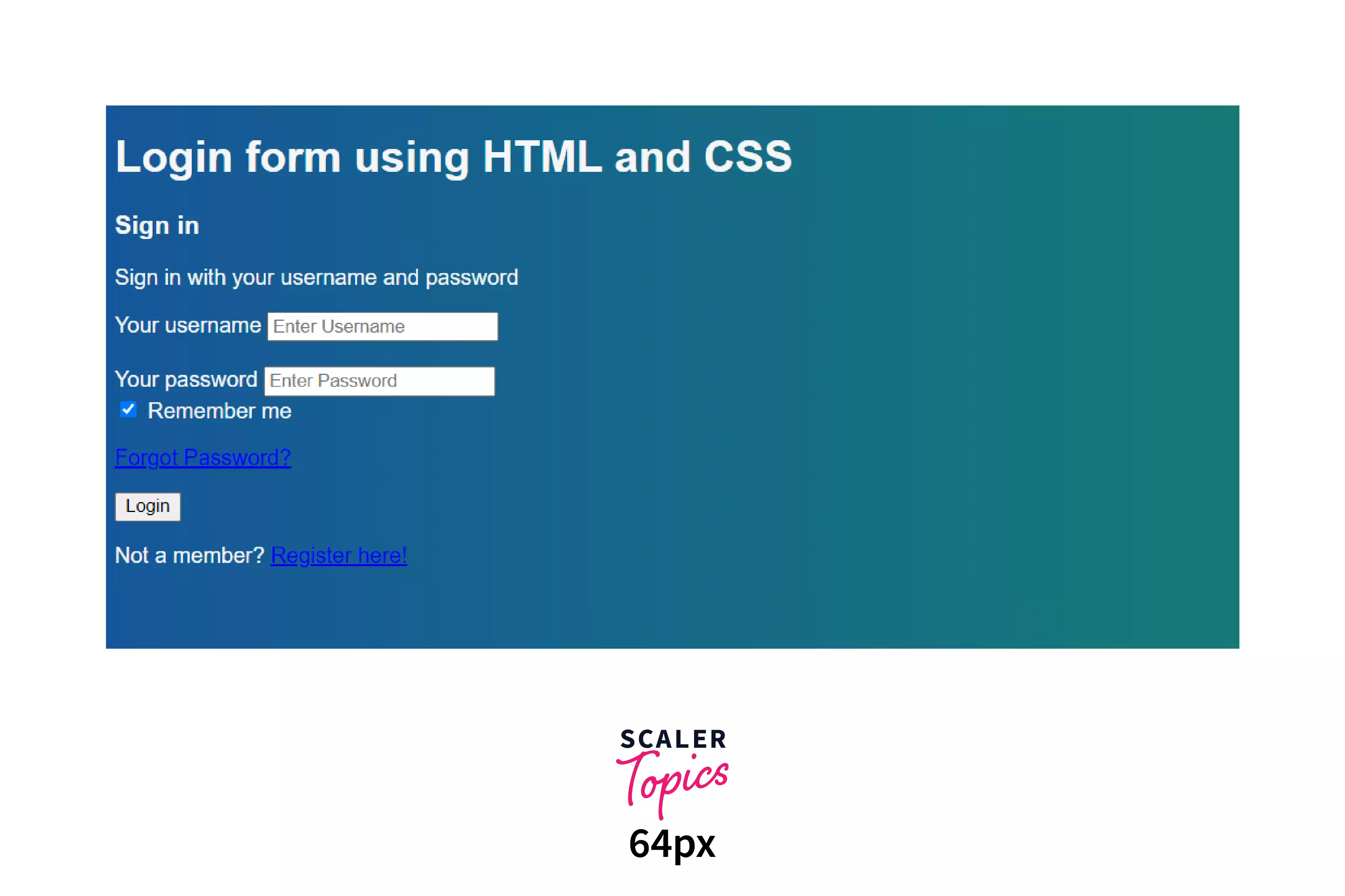 Styling the login page with CSS output