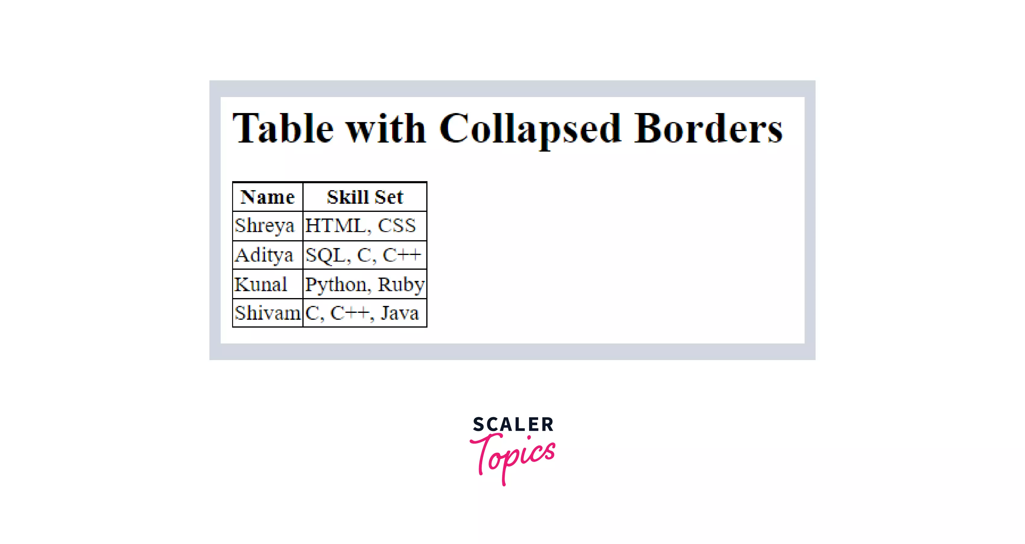 table with collapsed borders